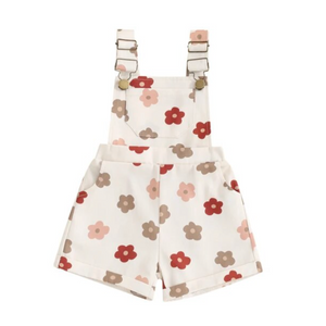 Neutral Kenzie Floral Overall Romper - PREORDER