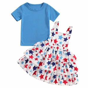 Red, White & Blue Stars Overall Dress Outfit - PREORDER