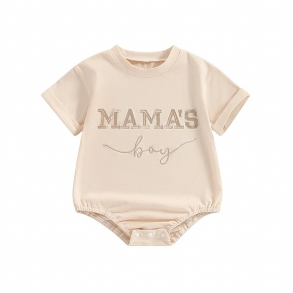 Mamas Boy Embroidered Rompers (2 Colors) - PREORDER
