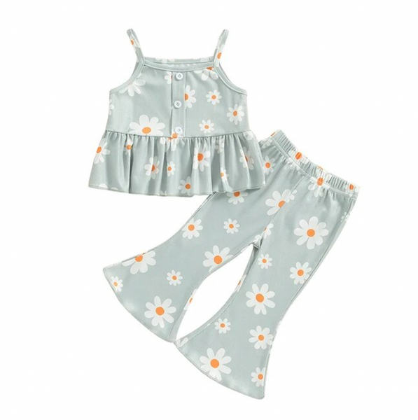 Ribbed Daisies Ruffles Bells Outfits (3 Colors) - PREORDER