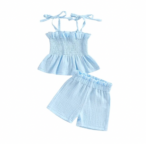 Solid Spring Scrunch Shorts Outfits (4 Colors) - PREORDER