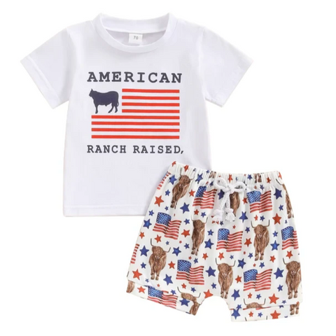 American Ranch Raised Flags & Bulls Outfit - PREORDER