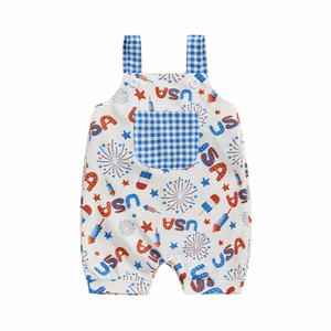 Festive 4th of July Checkered Romper - PREORDER