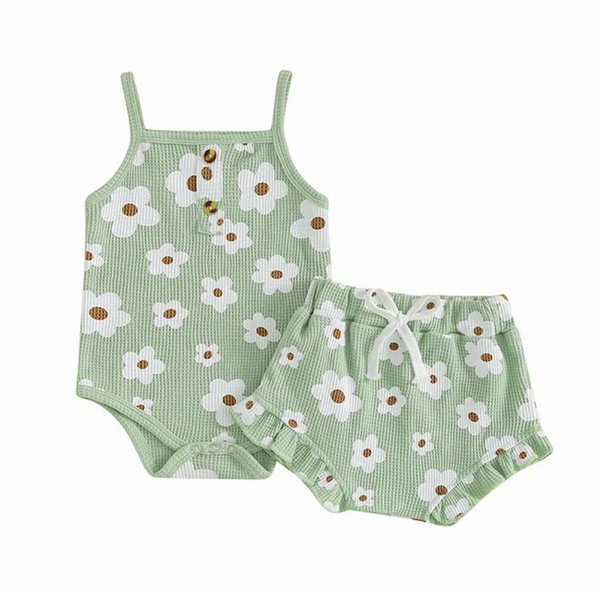 Floren Floral Waffle Tank Outfits (3 Colors) - PREORDER