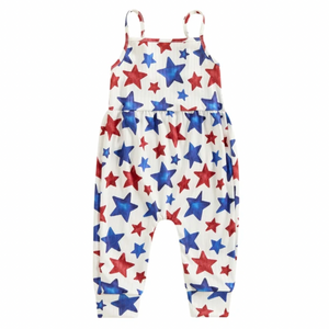 Red, White & Blue Stars Ribbed Pants Romper - PREORDER