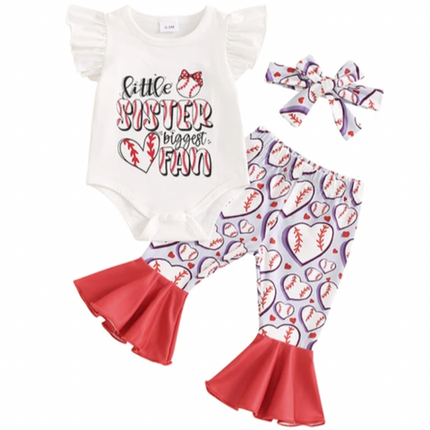 Little Sister Biggest Fan Outfit & Bow - PREORDER