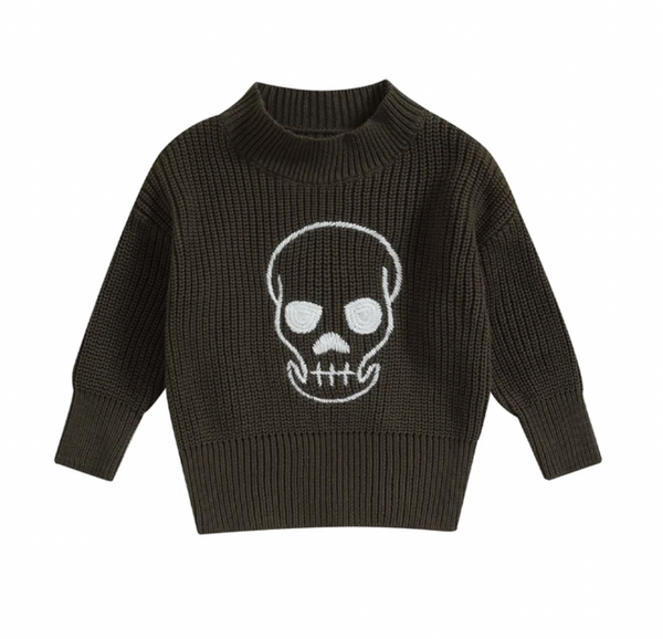 Skull Embroidered Knit Sweaters (2 Colors) - PREORDER