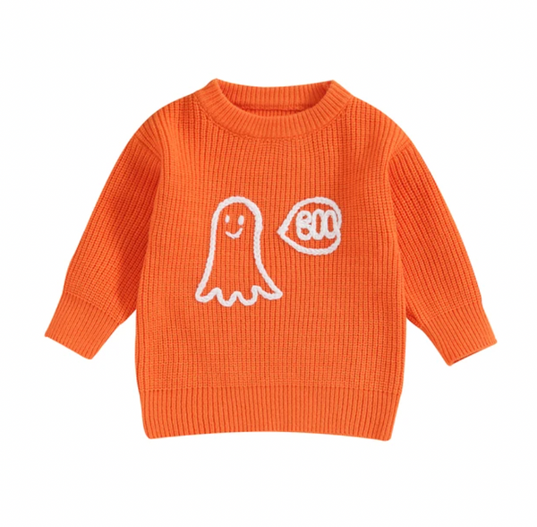 BOO Ghost Embroidered Knit Sweaters (4 Colors) - PREORDER