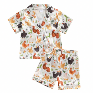 Hens & Chicks Silk Pajamas - PREORDER
