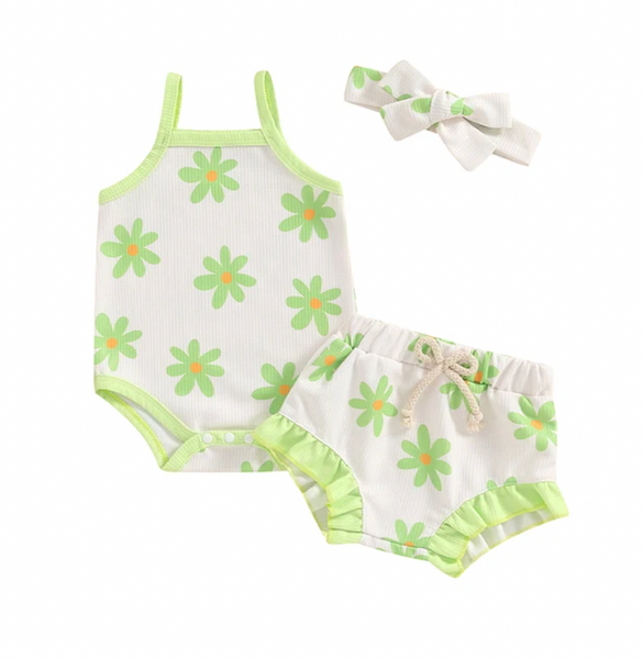 Neon Daisies Waffle Tank Outfits (2 Colors) - PREORDER