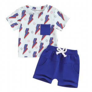 Red, White & Lightening Bolts Outfit - PREORDER