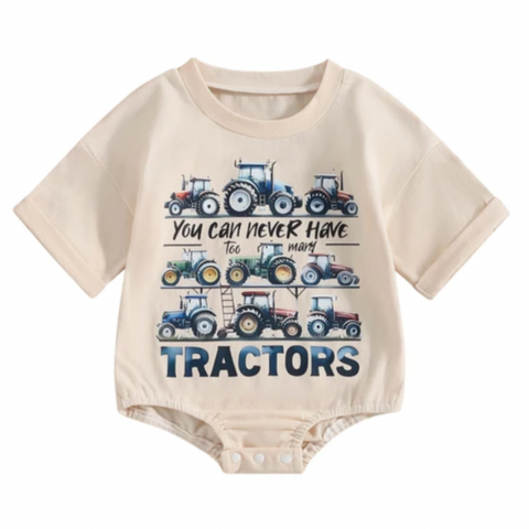 Never too Many Tractors Romper - PREORDER