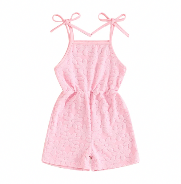 Daisies Textured Tie Shorts Rompers (4 Colors) - PREORDER