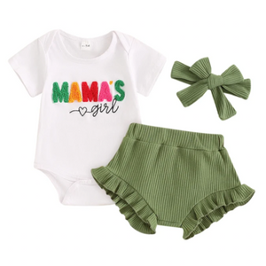 Mamas Girl Patch Ribbed Outfit & Bow - PREORDER
