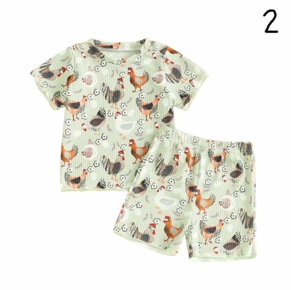 Floral Farm Animals Ribbed Outfits (3 Styles) - PREORDER