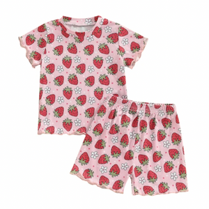 Strawberries & Daisies Ribbed Ruffles Outfit - PREORDER