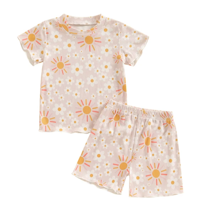 Sunshine & Daisies Ribbed Ruffles Outfit - PREORDER