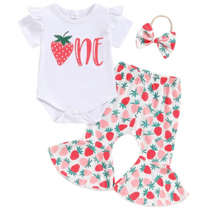 Berry First Birthday Outfit & Bow - PREORDER