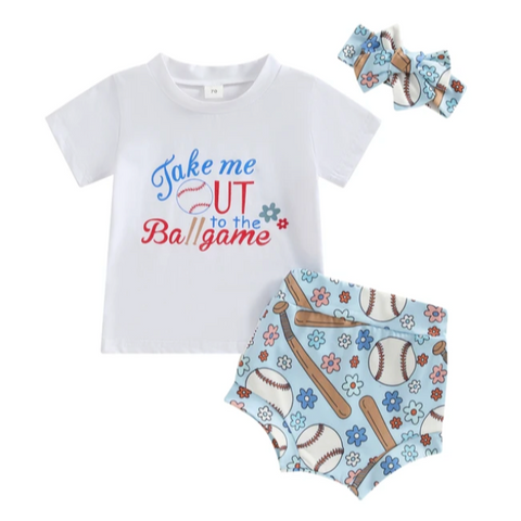 Take Me Out to the Ball Game Outfit & Bow - PREORDER