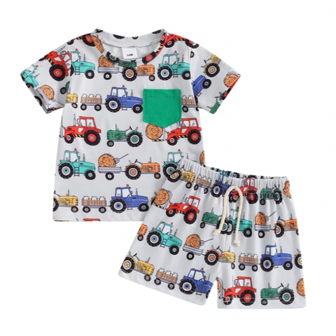 Colorful Tractors Outfit - PREORDER