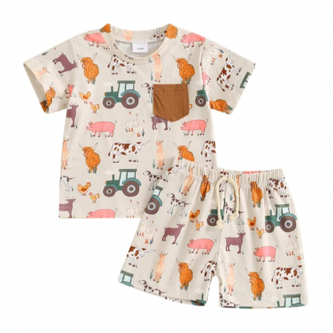 Farm Animals & Tractors Outfit - PREORDER
