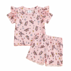 Butterflies & Stars Ruffles Ribbed Outfit - PREORDER