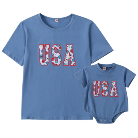 USA Daisies Patch Matching Romper & T-Shirt - PREORDER