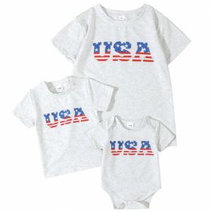 USA 4th of July Flag Matching Romper & T-Shirts - PREORDER