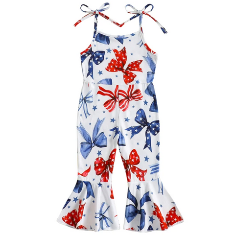 Red, White & Bows Tie Bells Romper - PREORDER
