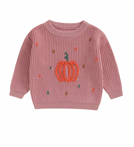 Pumpkins & Polka Dots Embroidered Knit Sweaters (5 Colors) - PREORDER