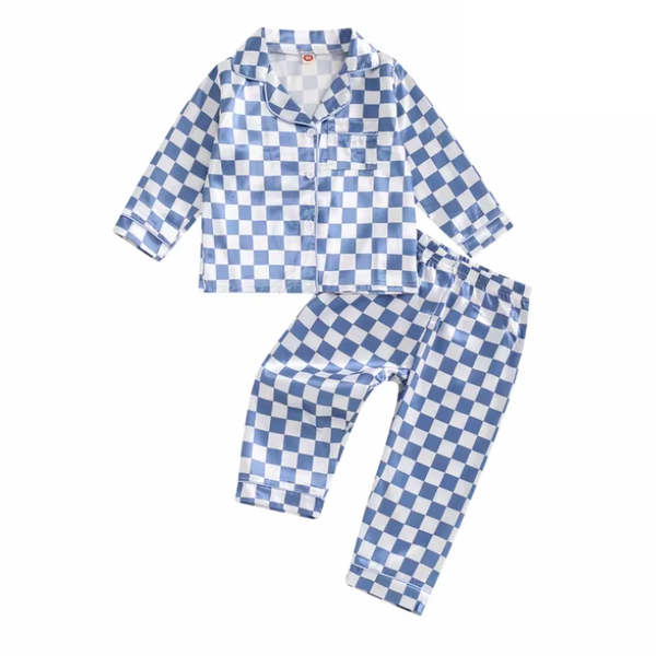 Checkered Silk Pajamas (3 Colors) - PREORDER