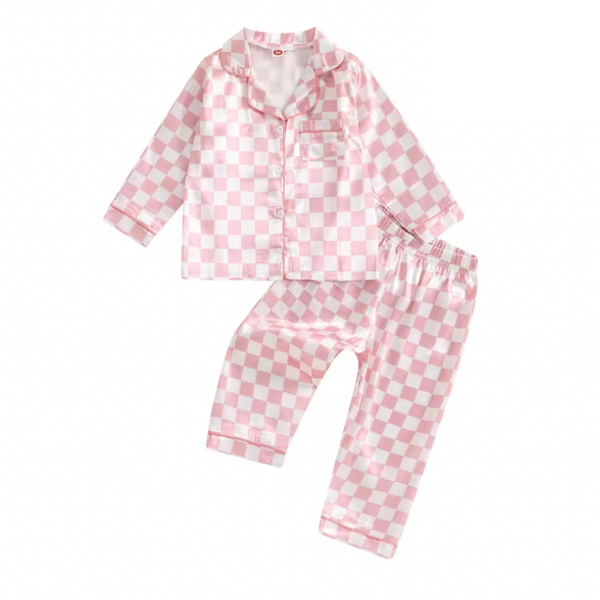 Checkered Silk Pajamas (3 Colors) - PREORDER