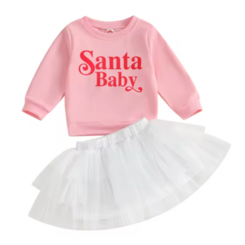 Santa Baby Tutu Skirt Outfits (2 Colors) - PREORDER