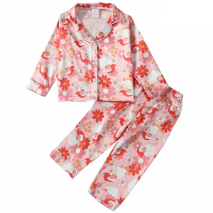 Groovy Floral Santas Silk Pajamas - PREORDER