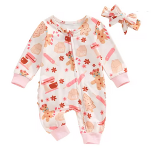 Baking Cookies Romper & Bow - PREORDER