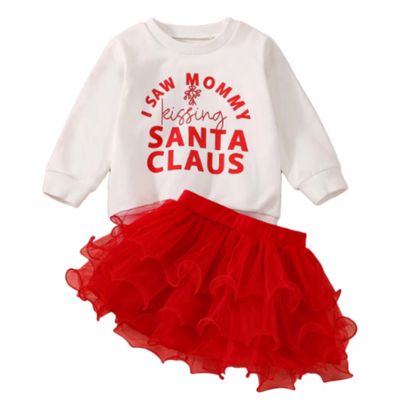 I Saw Mommy Kissing Santa Tutu Skirt Outfit - PREORDER