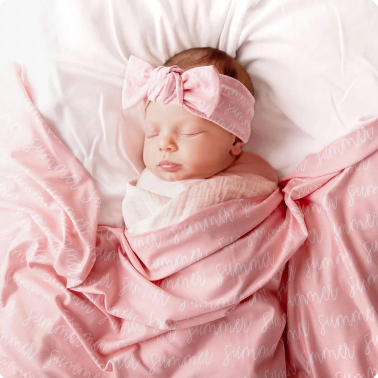 *CUSTOM* Solid Swaddle & Hat/Bow (30 Colors) - PREORDER