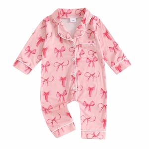 Pink Bows Pajamas Romper - PREORDER