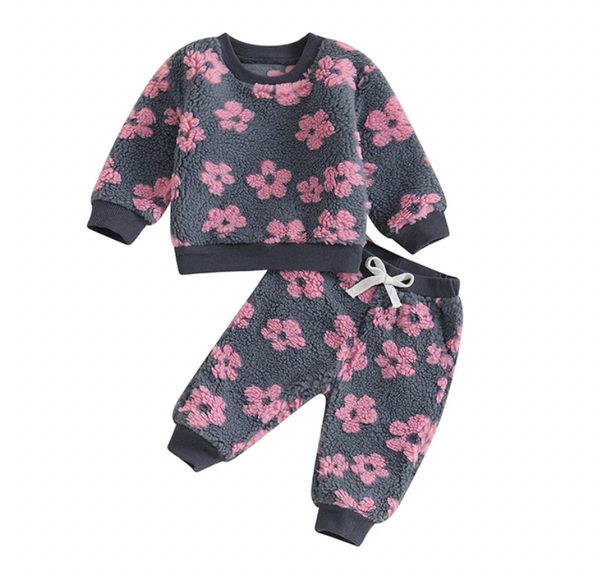 Sherpa Daisies Jogger Outfits (2 Colors) - PREORDER