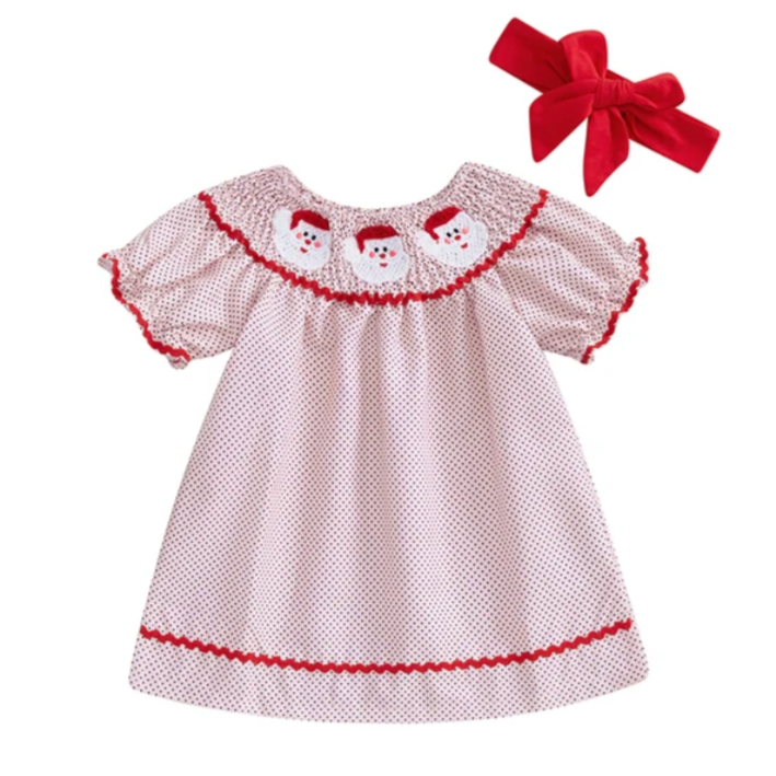 Polka Dot Santas Dress & Bow - PREORDER