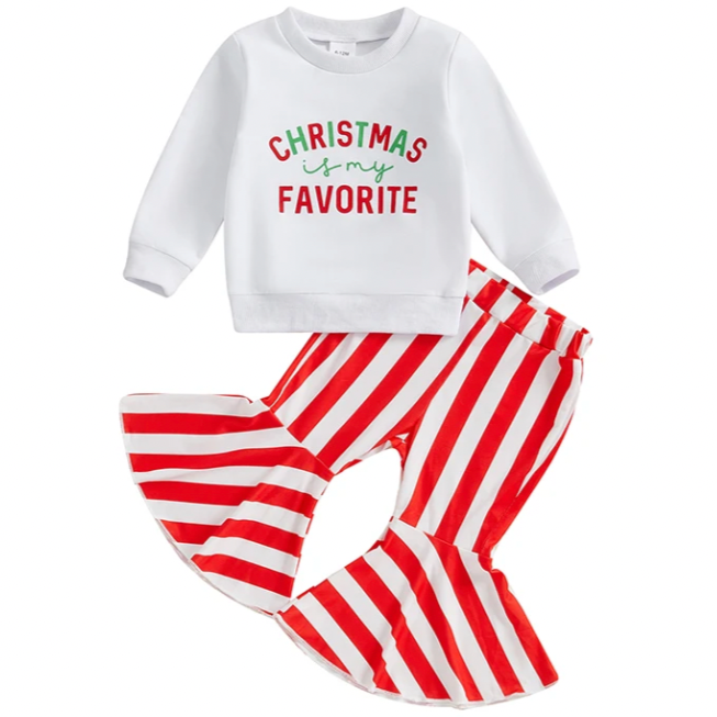 Christmas is my Favorite Striped Bells Outfit - PREORDER