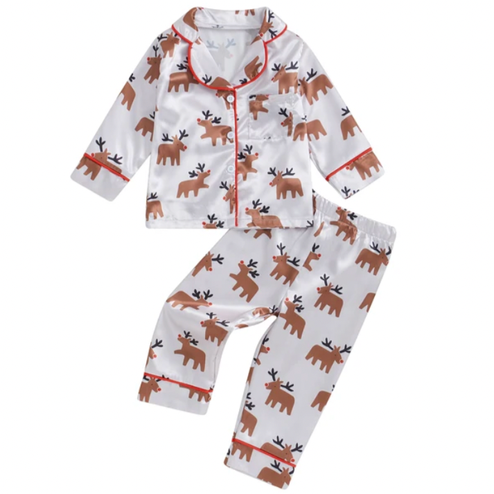 Rudolph Reindeers Silk Pajamas - PREORDER