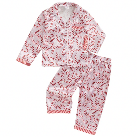 Candy Canes & Daisies Silk Pajamas - PREORDER