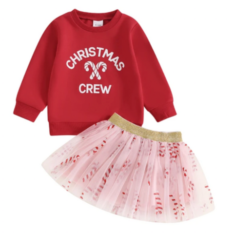 Christmas Crew Candy Canes Tutu Skirt Outfit - PREORDER