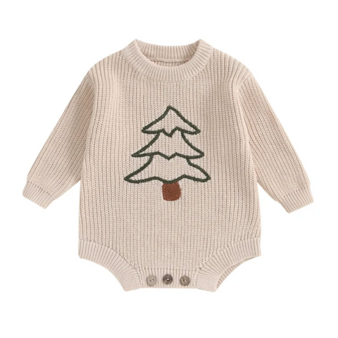 Christmas Tree Outline Knit Romper & Sweater - PREORDER