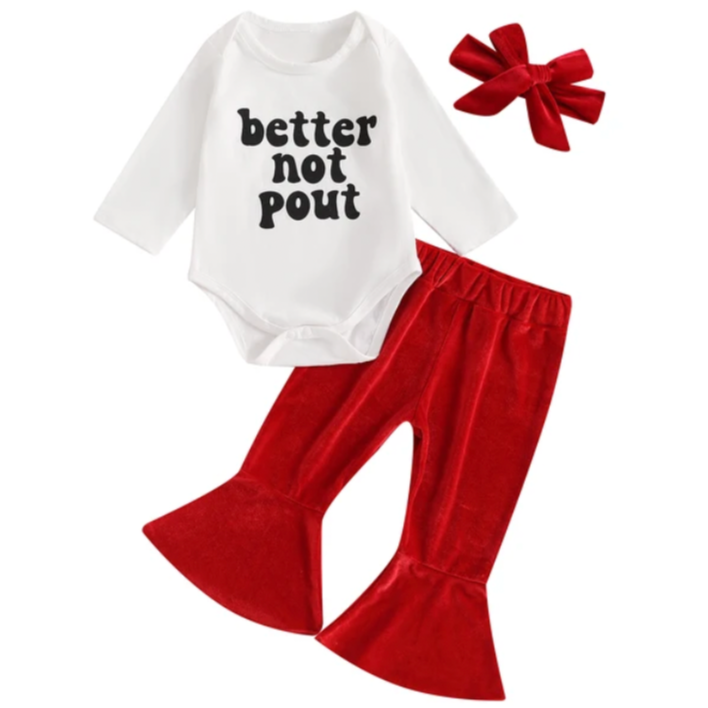 Better Not Pout Bells Outfit & Bow - PREORDER