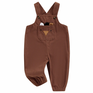 Turkey Embroidered Pocket Corduroy Pants Overalls - PREORDER