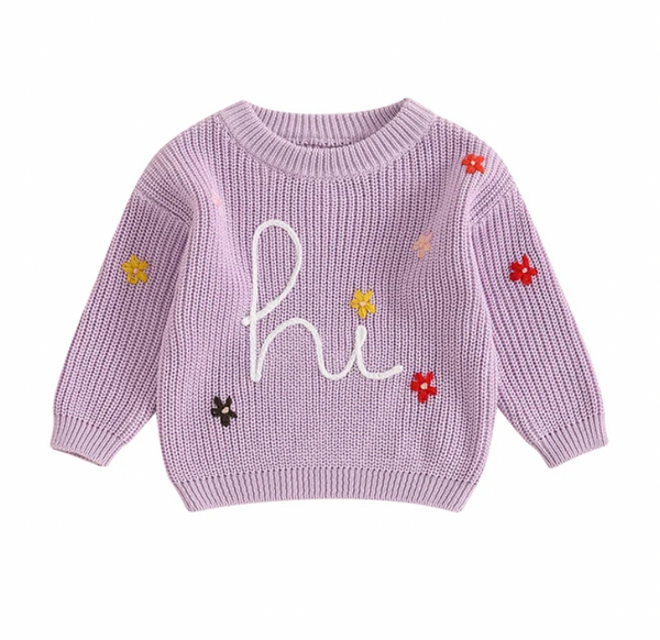 Hi Fall Daisies Knit Sweaters (4 Colors) - PREORDER