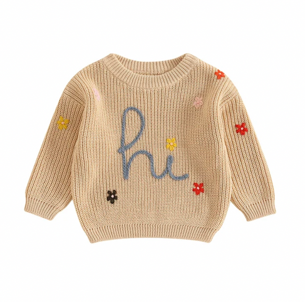 Hi Fall Daisies Knit Sweaters (4 Colors) - PREORDER