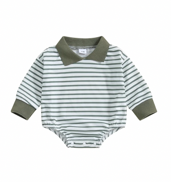 Solid Striped Collar Rompers (4 Colors) - PREORDER